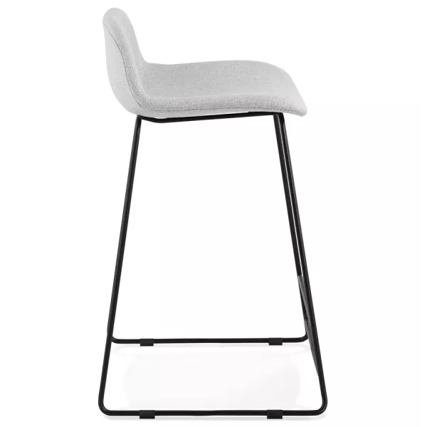 Tabouret de bar mi-hauteur industriel en tissu pieds métal noir CUTIE MINI (gris clair)