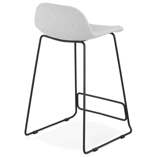 Tabouret de bar mi-hauteur industriel en tissu pieds métal noir CUTIE MINI (gris clair)