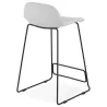 Tabouret de bar mi-hauteur industriel en tissu pieds métal noir CUTIE MINI (gris clair)