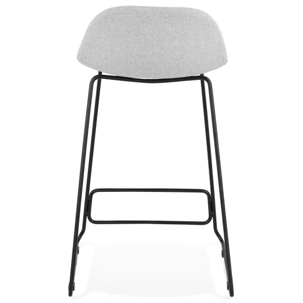 Tabouret de bar mi-hauteur industriel en tissu pieds métal noir CUTIE MINI (gris clair)