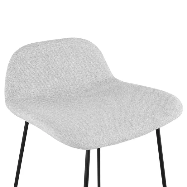 Tabouret de bar mi-hauteur industriel en tissu pieds métal noir CUTIE MINI (gris clair)