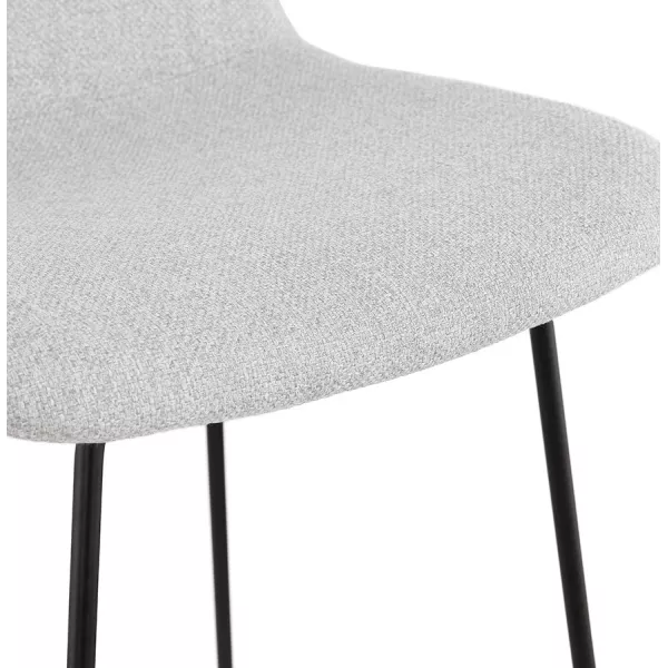 Tabouret de bar mi-hauteur industriel en tissu pieds métal noir CUTIE MINI (gris clair)