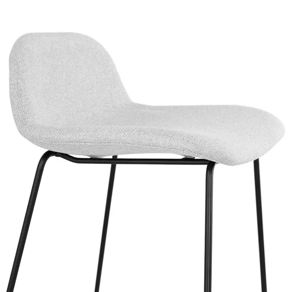 Tabouret de bar mi-hauteur industriel en tissu pieds métal noir CUTIE MINI (gris clair)