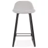 Tabouret de bar mi-hauteur industriel en tissu pieds bois noir MELODY MINI (gris clair)