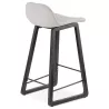 Tabouret de bar mi-hauteur industriel en tissu pieds bois noir MELODY MINI (gris clair)