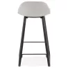 Tabouret de bar mi-hauteur industriel en tissu pieds bois noir MELODY MINI (gris clair)