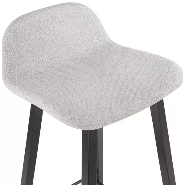 Tabouret de bar mi-hauteur industriel en tissu pieds bois noir MELODY MINI (gris clair)