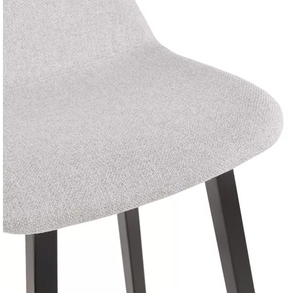 Tabouret de bar mi-hauteur industriel en tissu pieds bois noir MELODY MINI (gris clair)