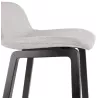 Tabouret de bar mi-hauteur industriel en tissu pieds bois noir MELODY MINI (gris clair)