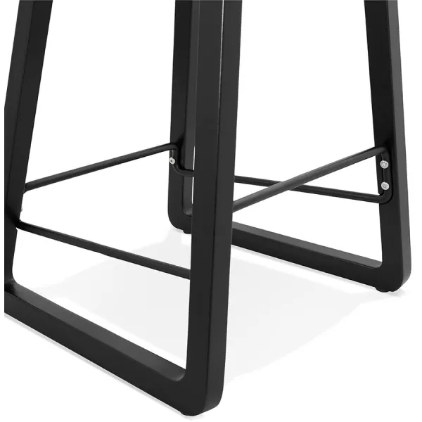 Tabouret de bar mi-hauteur industriel en tissu pieds bois noir MELODY MINI (gris clair)