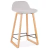 Tabouret de bar mi-hauteur scandinave en tissu pieds couleur naturelle MELODY MINI (gris clair)