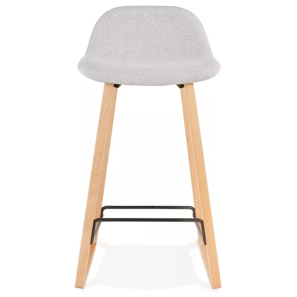 Tabouret de bar mi-hauteur scandinave en tissu pieds couleur naturelle MELODY MINI (gris clair)