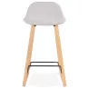 Tabouret de bar mi-hauteur scandinave en tissu pieds couleur naturelle MELODY MINI (gris clair)