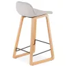 Tabouret de bar mi-hauteur scandinave en tissu pieds couleur naturelle MELODY MINI (gris clair)