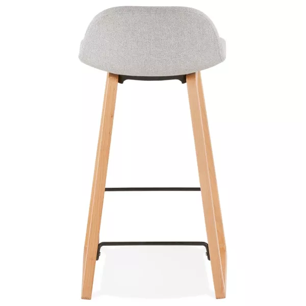 Tabouret de bar mi-hauteur scandinave en tissu pieds couleur naturelle MELODY MINI (gris clair)