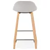 Tabouret de bar mi-hauteur scandinave en tissu pieds couleur naturelle MELODY MINI (gris clair)