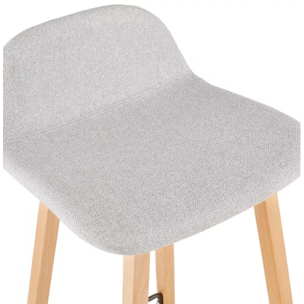 Tabouret de bar mi-hauteur scandinave en tissu pieds couleur naturelle MELODY MINI (gris clair)