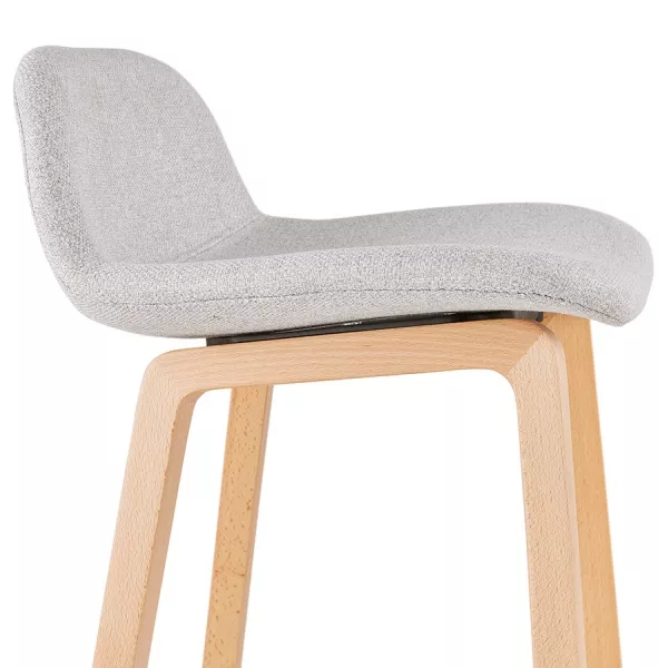 Tabouret de bar mi-hauteur scandinave en tissu pieds couleur naturelle MELODY MINI (gris clair)