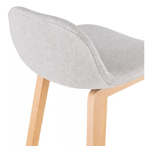 Tabouret de bar mi-hauteur scandinave en tissu pieds couleur naturelle MELODY MINI (gris clair)