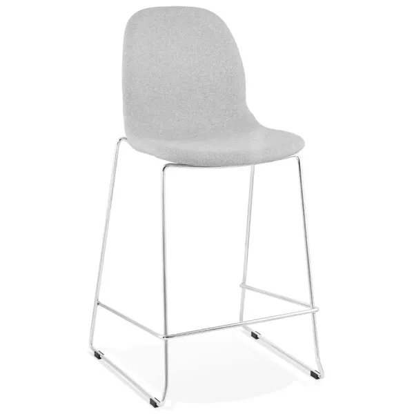 Tabouret de bar mi-hauteur scandinave empilable en tissu pieds métal chromé LOKUMA MINI (gris clair)