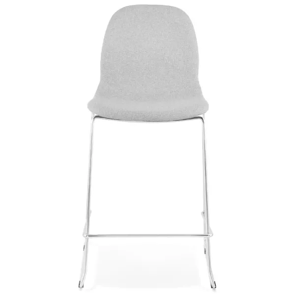 Tabouret de bar mi-hauteur scandinave empilable en tissu pieds métal chromé LOKUMA MINI (gris clair)