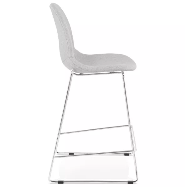 Tabouret de bar mi-hauteur scandinave empilable en tissu pieds métal chromé LOKUMA MINI (gris clair)