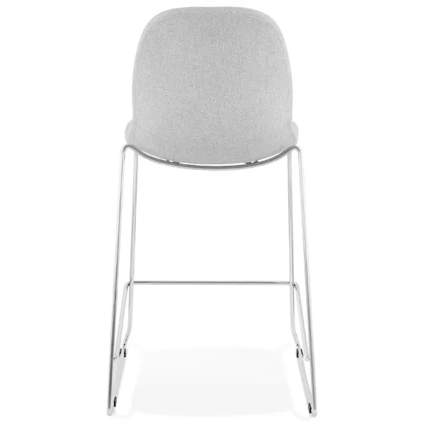 Tabouret de bar mi-hauteur scandinave empilable en tissu pieds métal chromé LOKUMA MINI (gris clair)