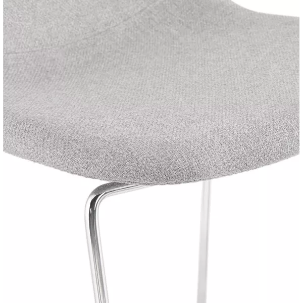 Tabouret de bar mi-hauteur scandinave empilable en tissu pieds métal chromé LOKUMA MINI (gris clair)