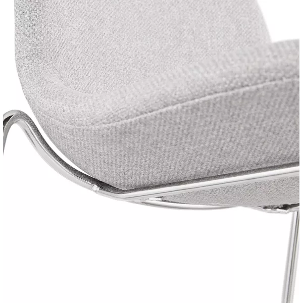 Tabouret de bar mi-hauteur scandinave empilable en tissu pieds métal chromé LOKUMA MINI (gris clair)