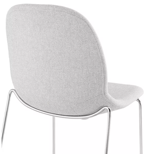 Tabouret de bar mi-hauteur scandinave empilable en tissu pieds métal chromé LOKUMA MINI (gris clair)