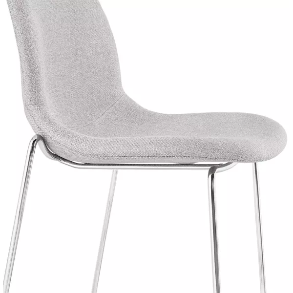 Tabouret de bar mi-hauteur scandinave empilable en tissu pieds métal chromé LOKUMA MINI (gris clair)