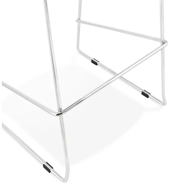 Tabouret de bar mi-hauteur scandinave empilable en tissu pieds métal chromé LOKUMA MINI (gris clair)