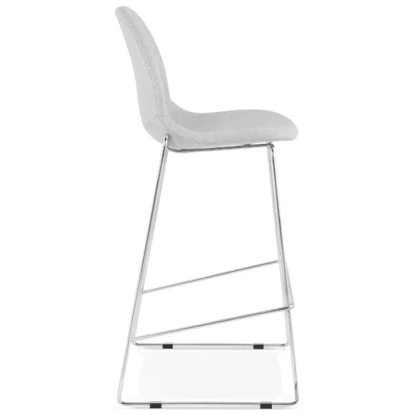 Tabouret de bar chaise de bar scandinave empilable en tissu pieds métal chromé LOKUMA (gris clair)