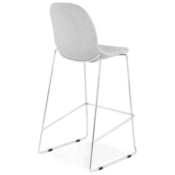 Tabouret de bar chaise de bar scandinave empilable en tissu pieds métal chromé LOKUMA (gris clair)