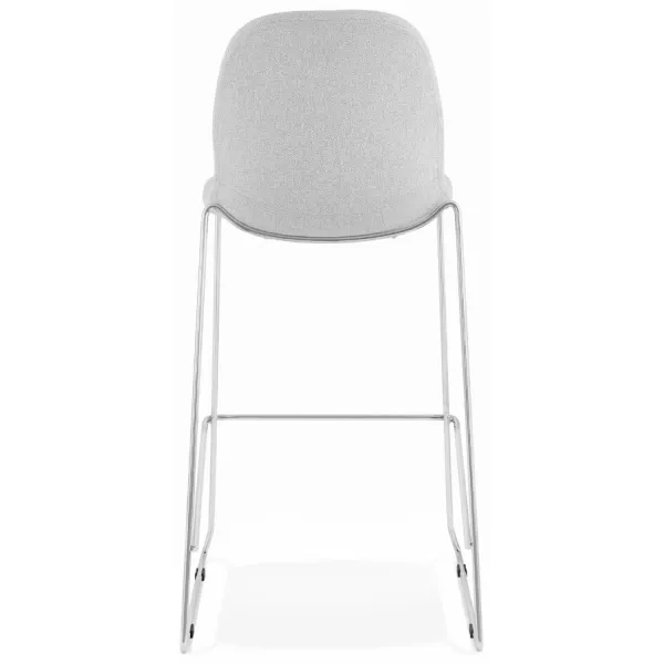 Tabouret de bar chaise de bar scandinave empilable en tissu pieds métal chromé LOKUMA (gris clair)