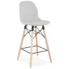 Tabouret de bar chaise de bar mi-hauteur scandinave en tissu PAOLO MINI (gris clair)