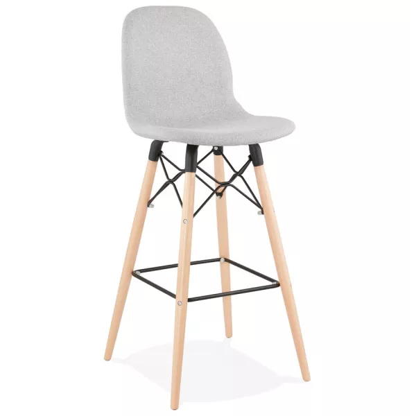 Tabouret de bar design scandinave en tissu PAOLO (gris clair)