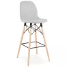 Tabouret de bar design scandinave en tissu PAOLO (gris clair)