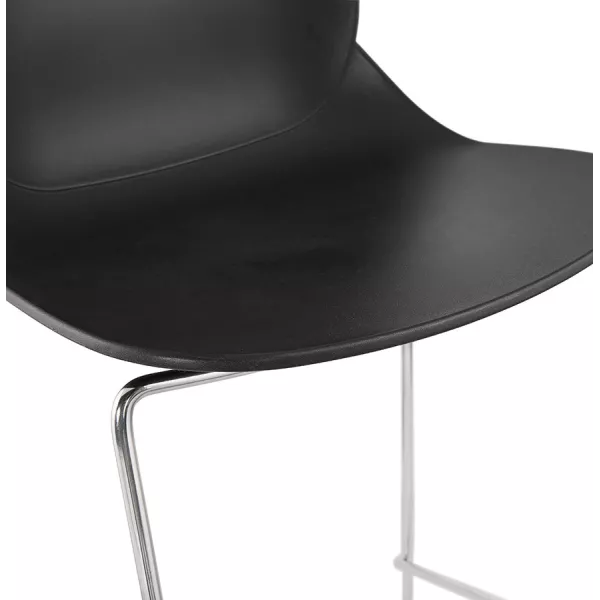 Tabouret de bar chaise de bar mi-hauteur design empilable JULIETTE MINI (noir)