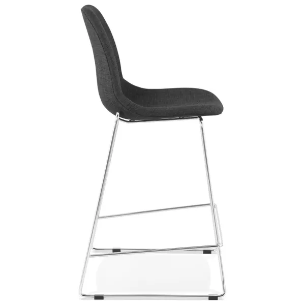 Tabouret de bar mi-hauteur scandinave empilable en tissu pieds métal chromé LOKUMA MINI (gris foncé)