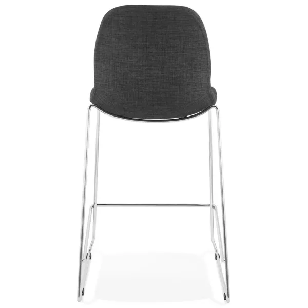 Tabouret de bar mi-hauteur scandinave empilable en tissu pieds métal chromé LOKUMA MINI (gris foncé)