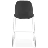 Tabouret de bar mi-hauteur scandinave empilable en tissu pieds métal chromé LOKUMA MINI (gris foncé)