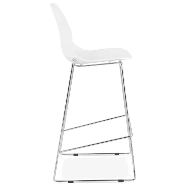 Tabouret de bar mi-hauteur empilable design pieds métal chromé JULIETTE (blanc)