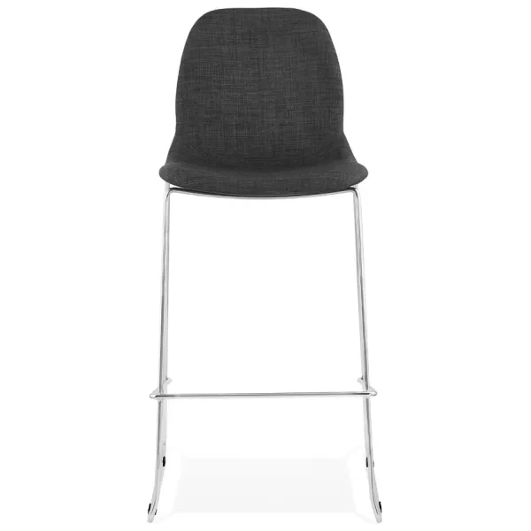 Tabouret de bar chaise de bar scandinave empilable en tissu pieds métal chromé LOKUMA (gris foncé)