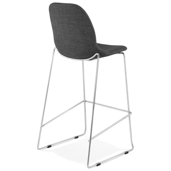 Tabouret de bar chaise de bar scandinave empilable en tissu pieds métal chromé LOKUMA (gris foncé)