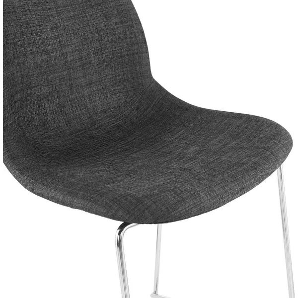 Tabouret de bar chaise de bar scandinave empilable en tissu pieds métal chromé LOKUMA (gris foncé)