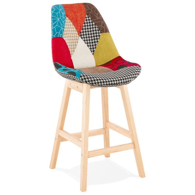 Tabouret de bar mi-hauteur bohème patchwork en tissu MAGIC MINI (multicolore)