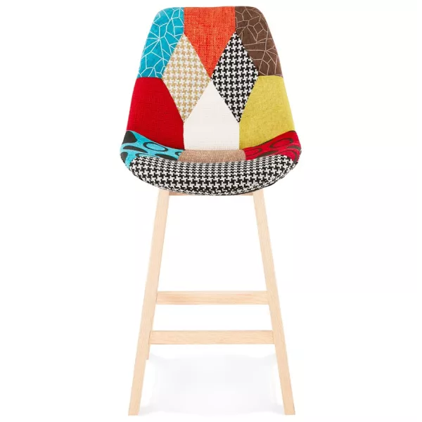 Tabouret de bar mi-hauteur bohème patchwork en tissu MAGIC MINI (multicolore)