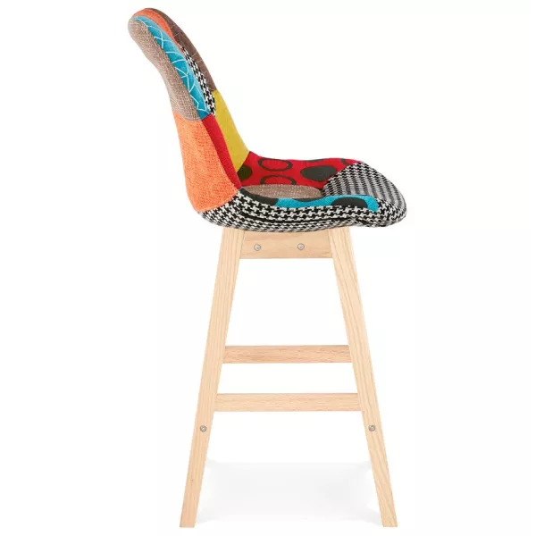 Tabouret de bar mi-hauteur bohème patchwork en tissu MAGIC MINI (multicolore)