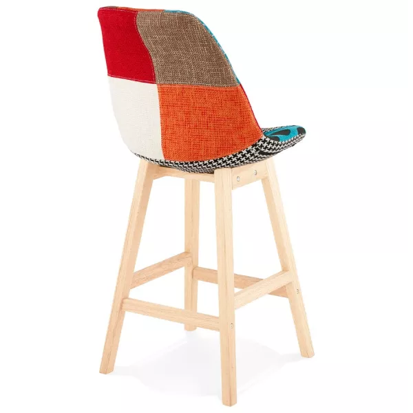 Tabouret de bar mi-hauteur bohème patchwork en tissu MAGIC MINI (multicolore)